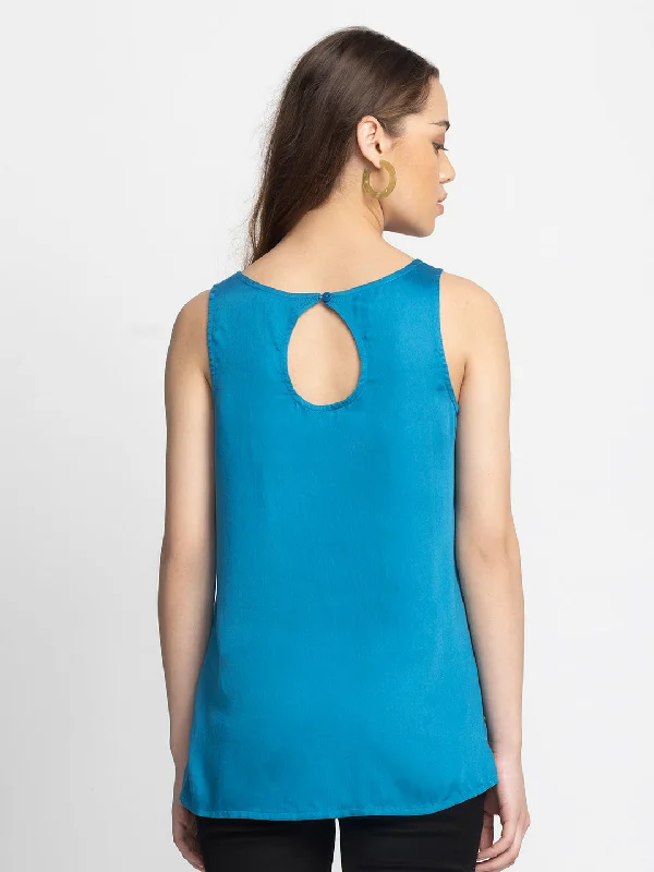 Blue Keyhole Tank Top