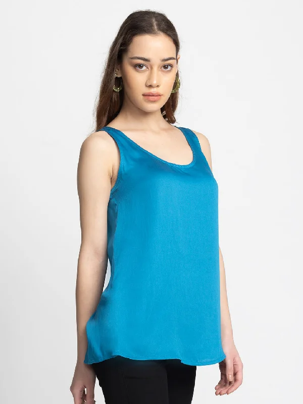 Blue Keyhole Tank Top