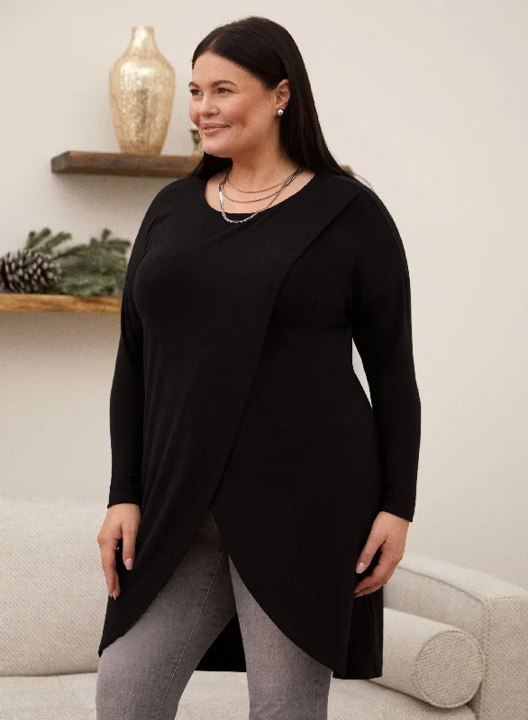 High-Low Faux Wrap Tunic