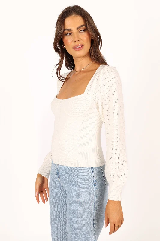 Madalyn Knit Sweater - White