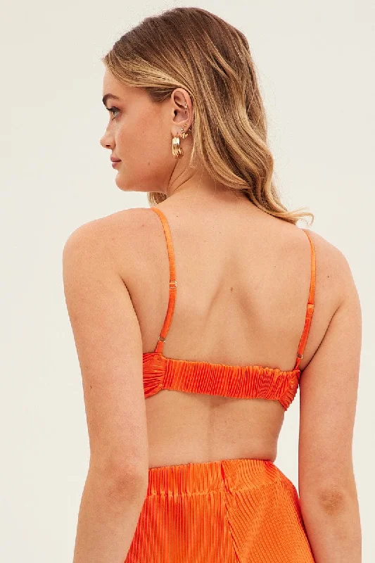 Orange Plisse Bralet Ring Detail