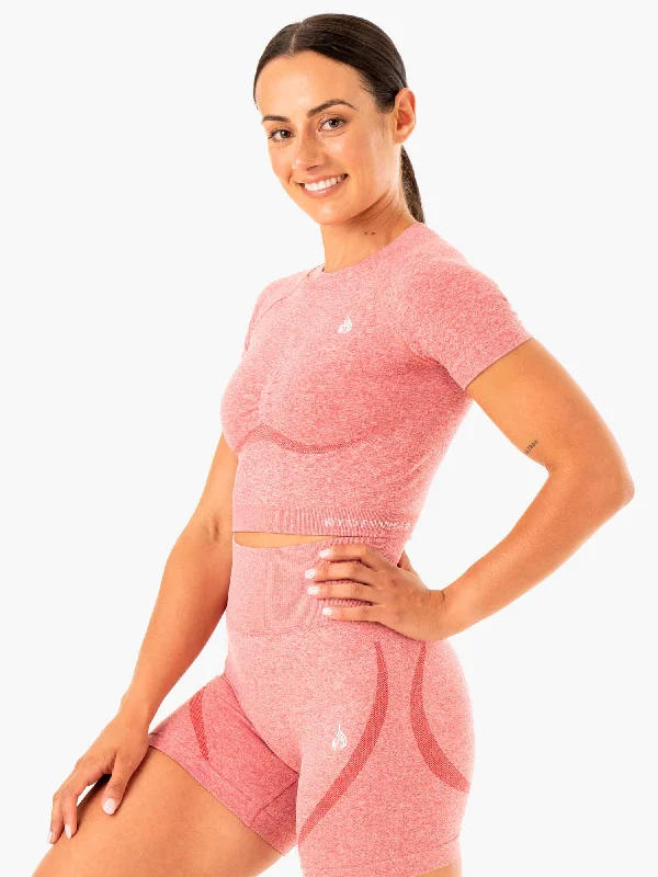 Sculpt Seamless T-Shirt - Pink Marl