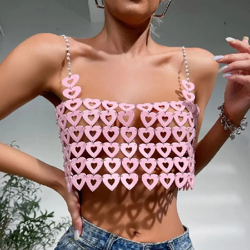 Sexy Heart Shape Glitter Camisole Tank Top