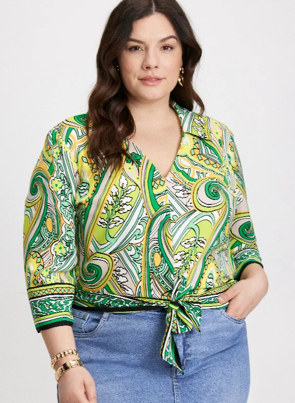 Joseph Ribkoff - Tie-Waist Printed Blouse