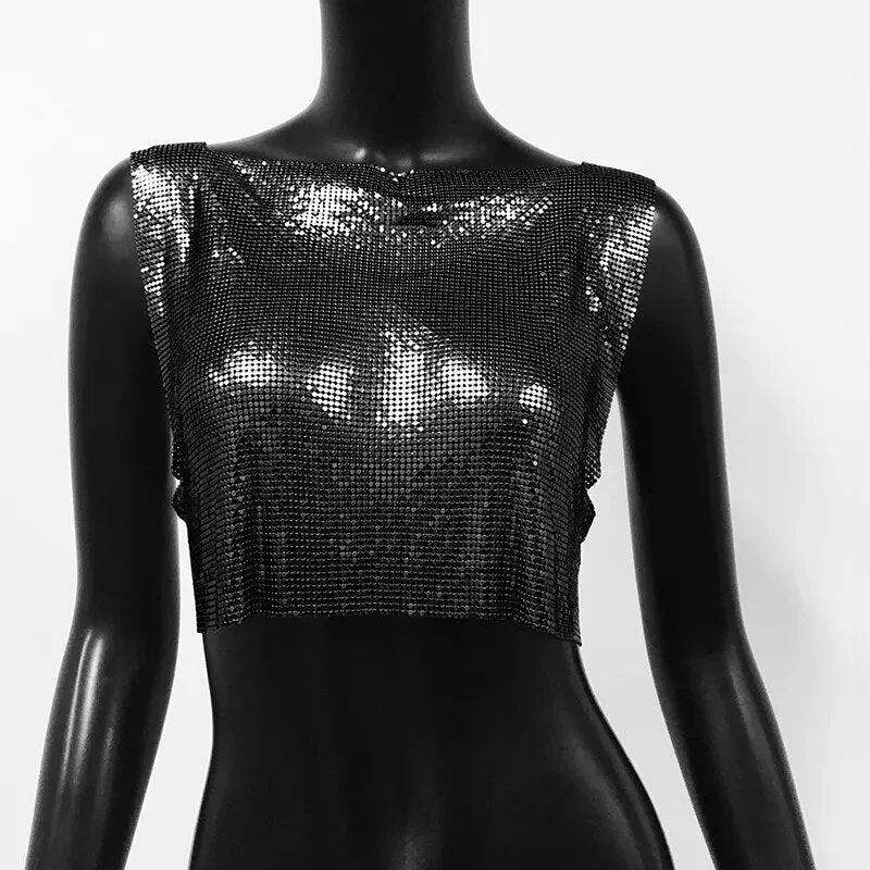 Y2K Metal Sequin Sexy Camisole Tank Top