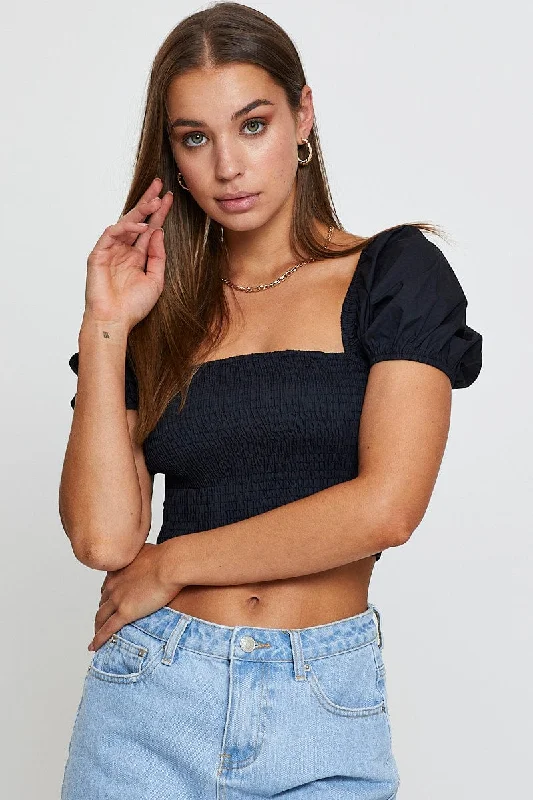 Black Crop Top Short Sleeve