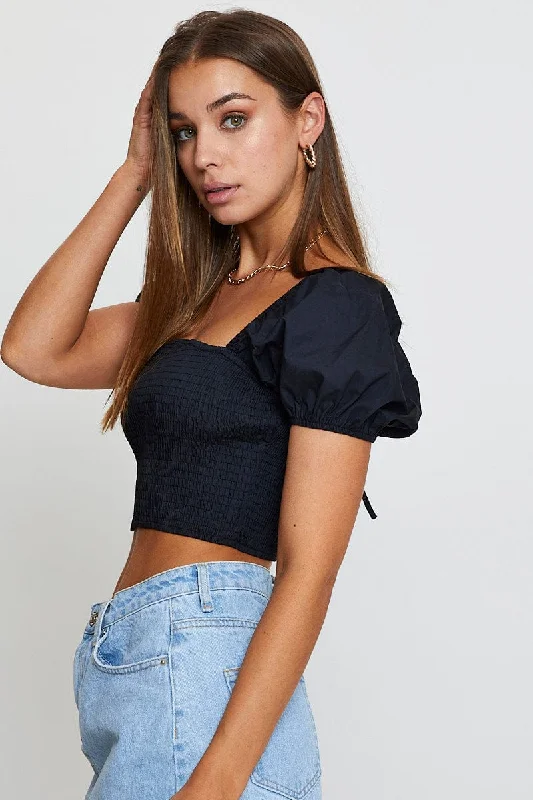 Black Crop Top Short Sleeve