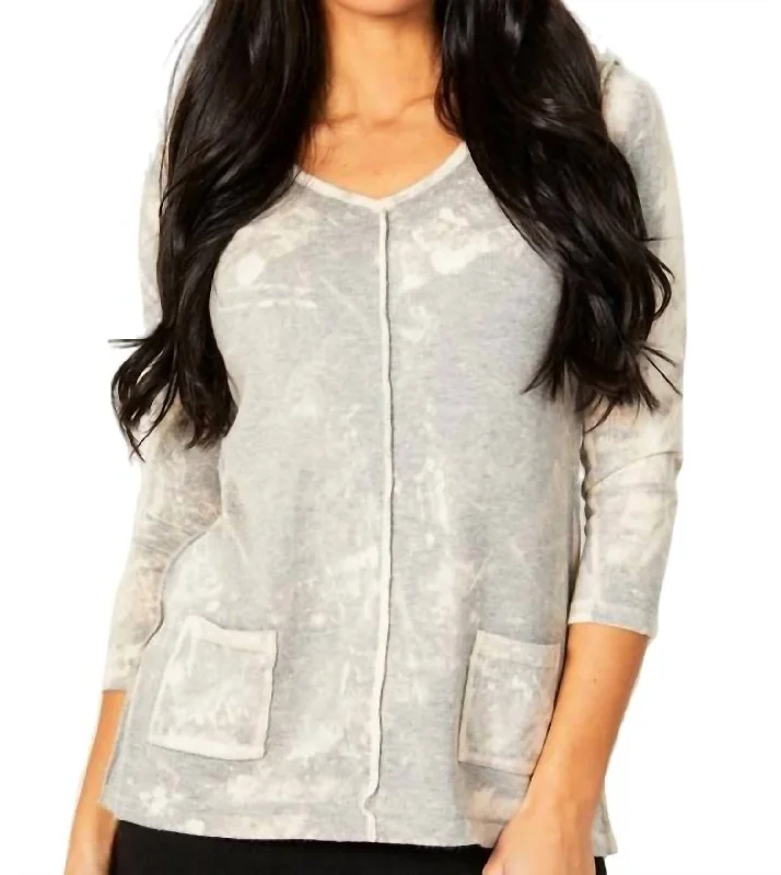 Bleach V-Neck Pocket Tunic In Marble (A/s)