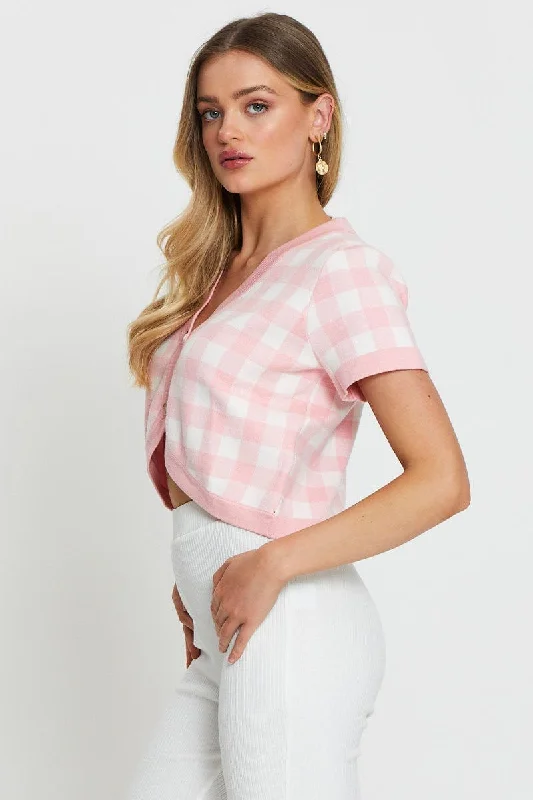 Check Knit Bolero Short Sleeve