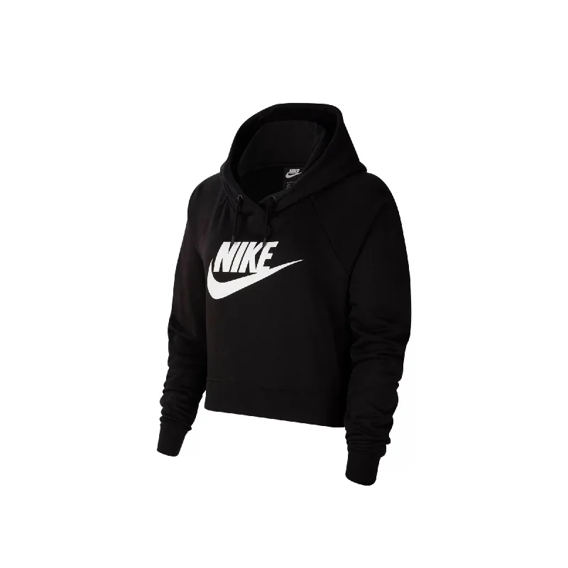 Nike Sportswear Essential Cropped Black/White Women's Hoodie, Black, XL