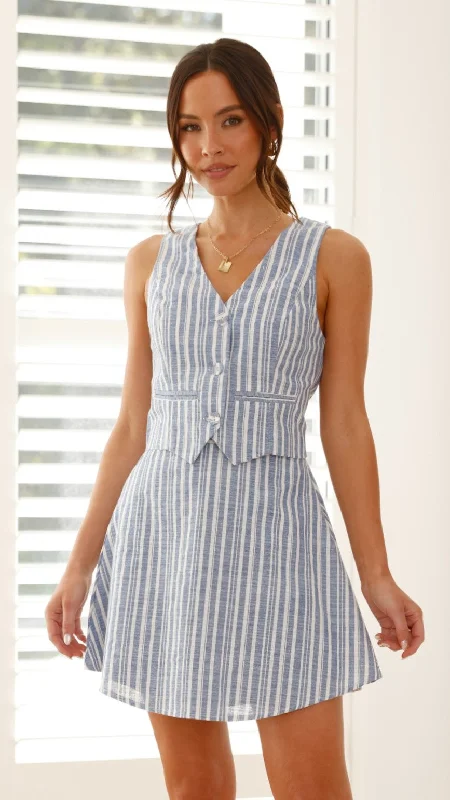 Evangeline Vest - Blue Stripe