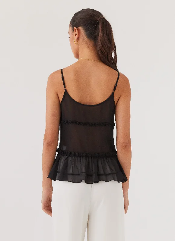 Got It Bad Frill Cami Top - Black