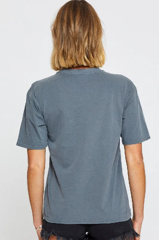 Grey Graphic T Shirt Short Sleeve