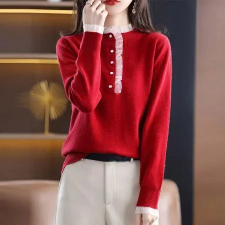 Long Sleeve Casual Shift Paneled Sweater