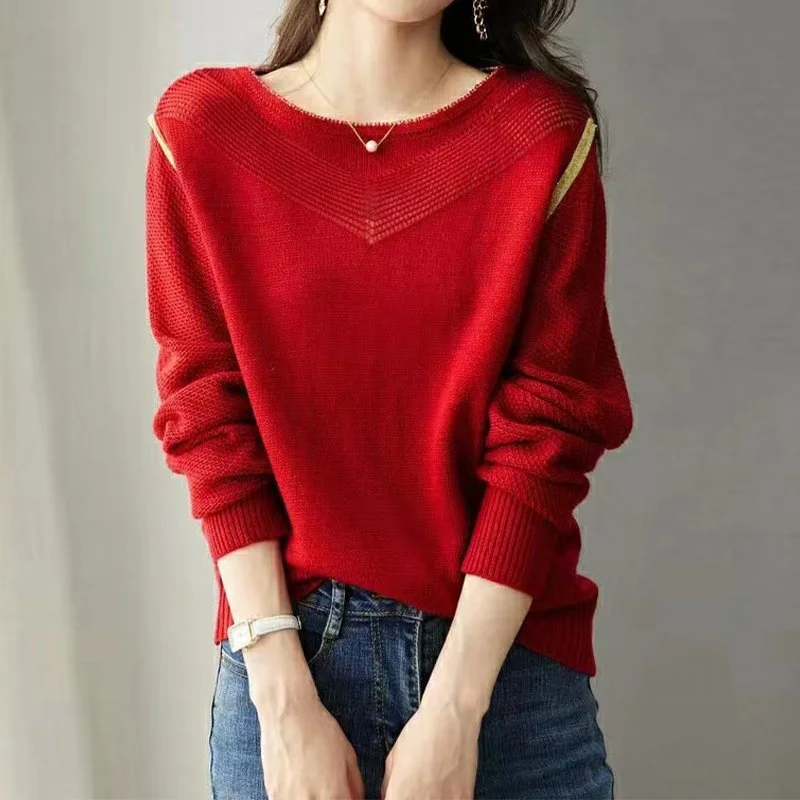 Plain Casual Long Sleeve Knitted Sweater