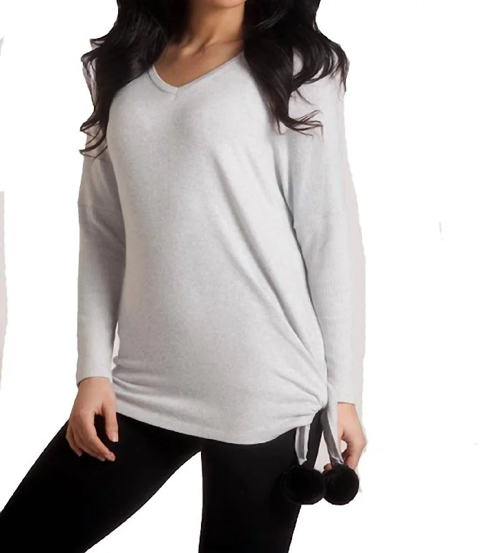 Supersoft Pom Pom Top In Slate