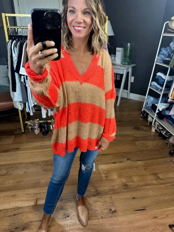 Turn Around Colorblock V-Neck Oversized Sweater - Multiple Options