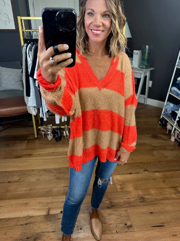 Turn Around Colorblock V-Neck Oversized Sweater - Multiple Options