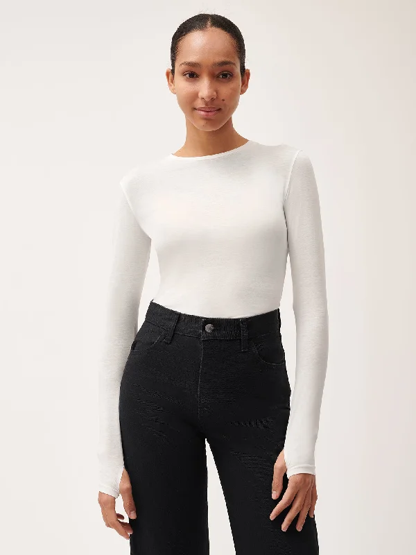 Women's 365 Cotton-Stretch Long-Sleeved Top—off-white