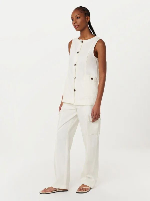 The Relaxed Twill Vest in White