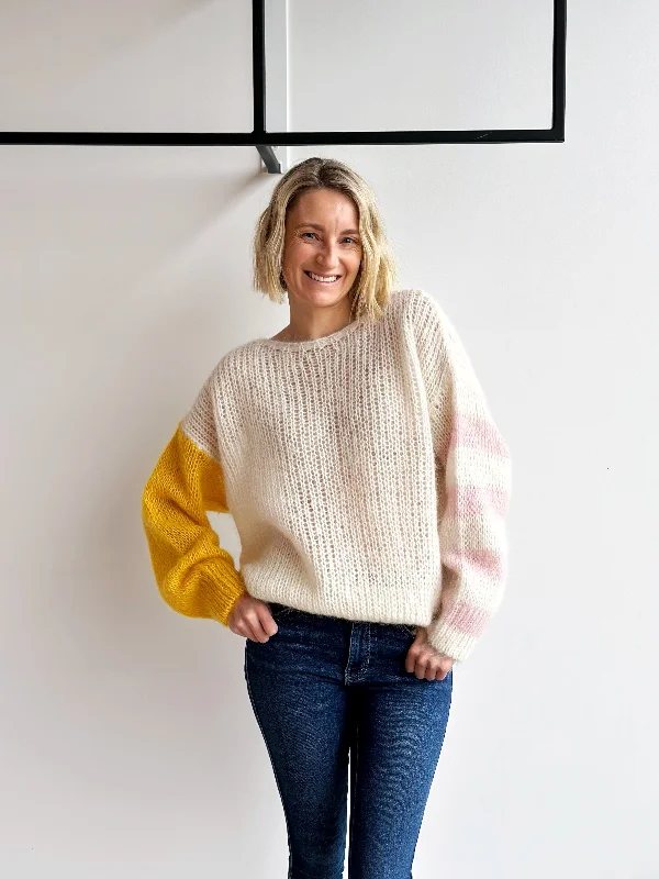 Amira Pullover - Yellow/ White/ Light Pink