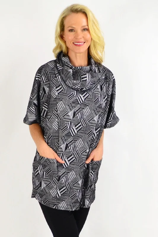 Black Stripe Diamond Tunic Top