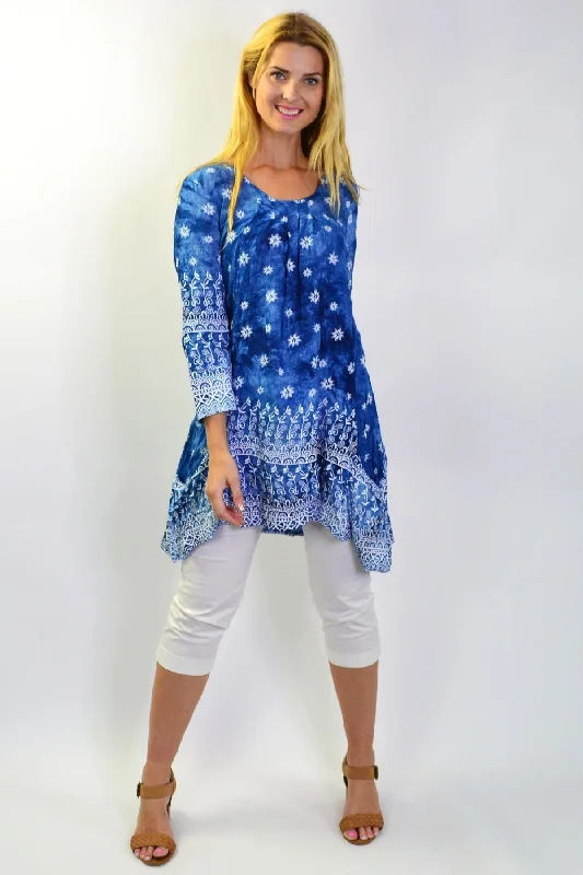 Blue Pleated Midnight Star Tunic Top