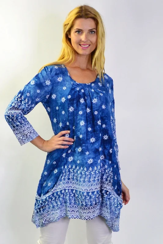 Blue Pleated Midnight Star Tunic Top