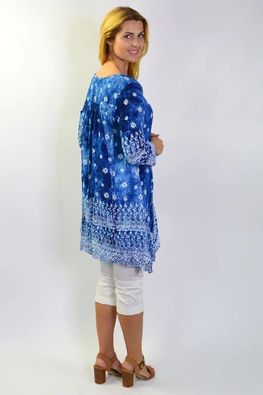 Blue Pleated Midnight Star Tunic Top