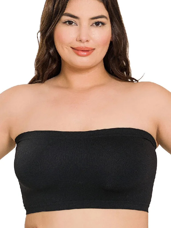 Ella Plus Size Seamless Bandeau in Black