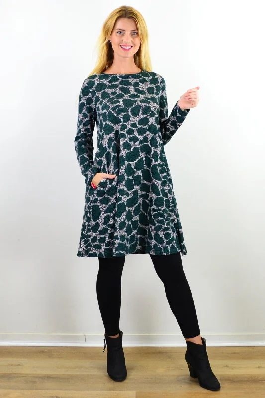 Emerald Green Animal Print Tunic Dress