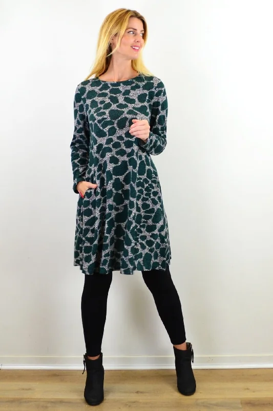 Emerald Green Animal Print Tunic Dress