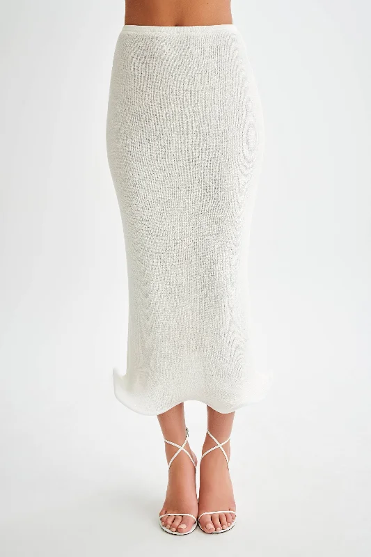 Gigi Knit Midi Skirt - Ivory