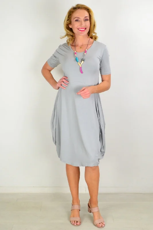 Grey Short Sleeve Modal Tunic Dress