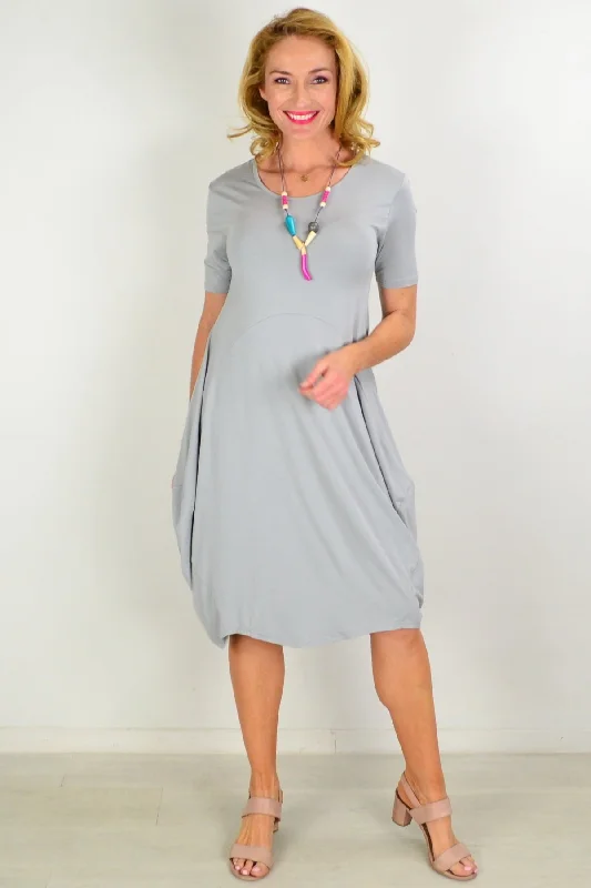 Grey Short Sleeve Modal Tunic Dress