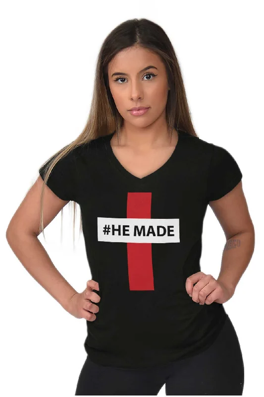 Hashtag Religious Junior Fit V-Neck T Shirt