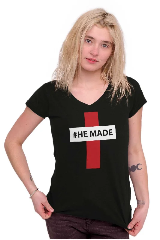 Hashtag Religious Junior Fit V-Neck T Shirt