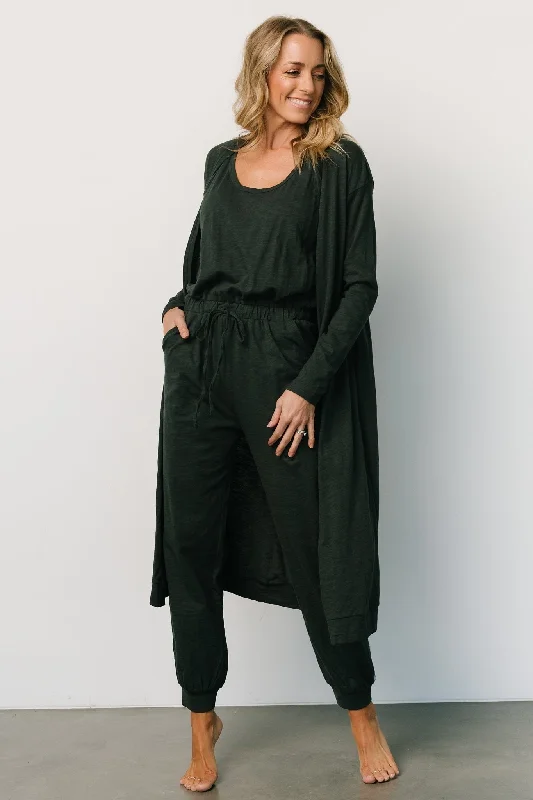 Janae Jumpsuit + Cardigan Set | Dark Green