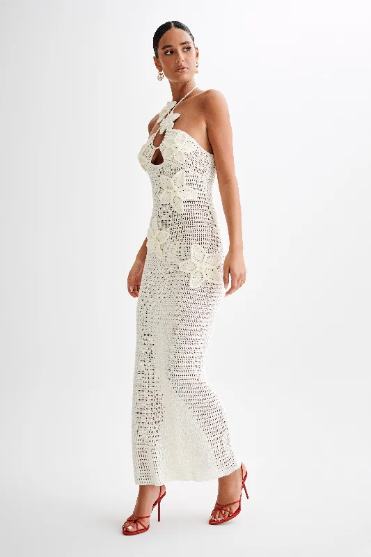 Kyla Floral Crochet Maxi Dress - Ivory