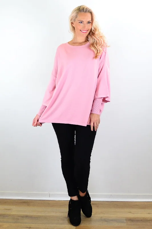 Lush Pink Debs Double Sleeve Tunic Jumper