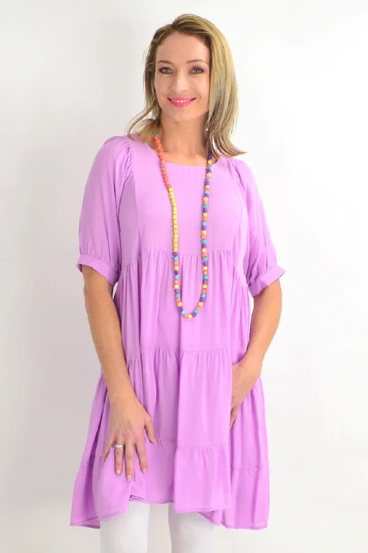 Mauve Classic Tiered Tunic Dress