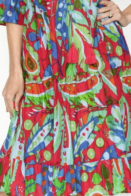 Natasha Colourful Tie Neck Tunic Dress