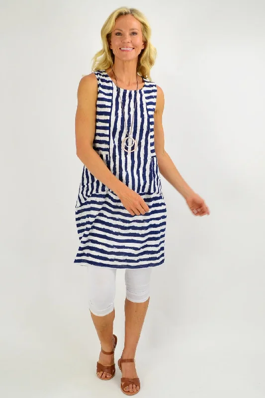 Navy Essential Stripe Bubble Tunic Dress