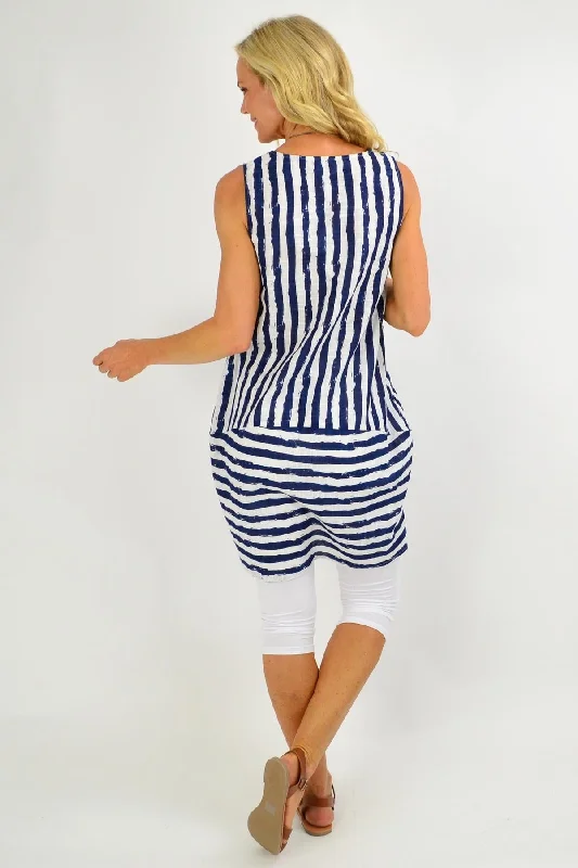 Navy Essential Stripe Bubble Tunic Dress