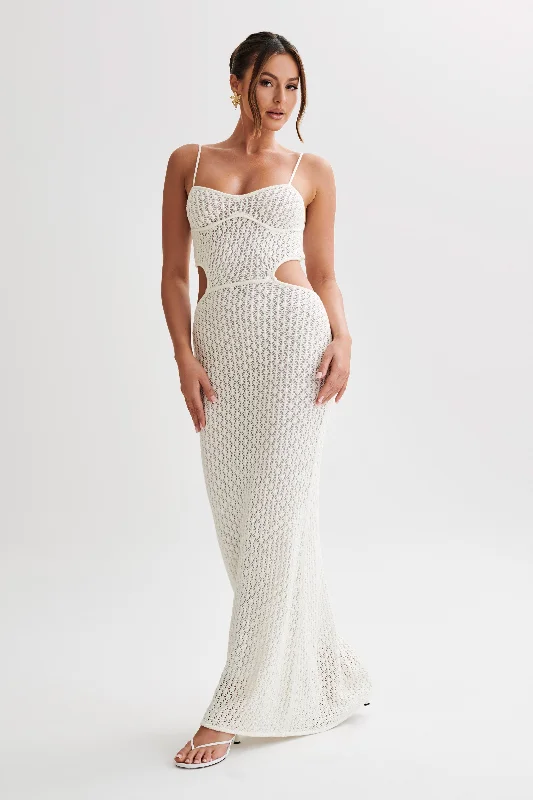 Nerida Knit Cut Out Maxi Dress - Ivory