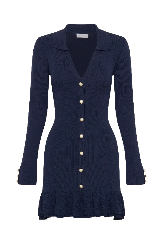 Pareesa Frill Mini Dress - Navy