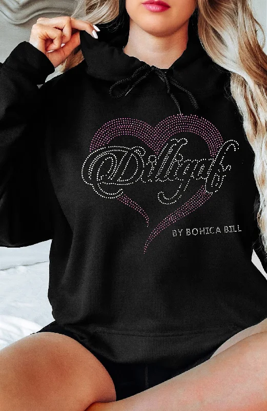 Pink Bedazzled Heart Hoodie