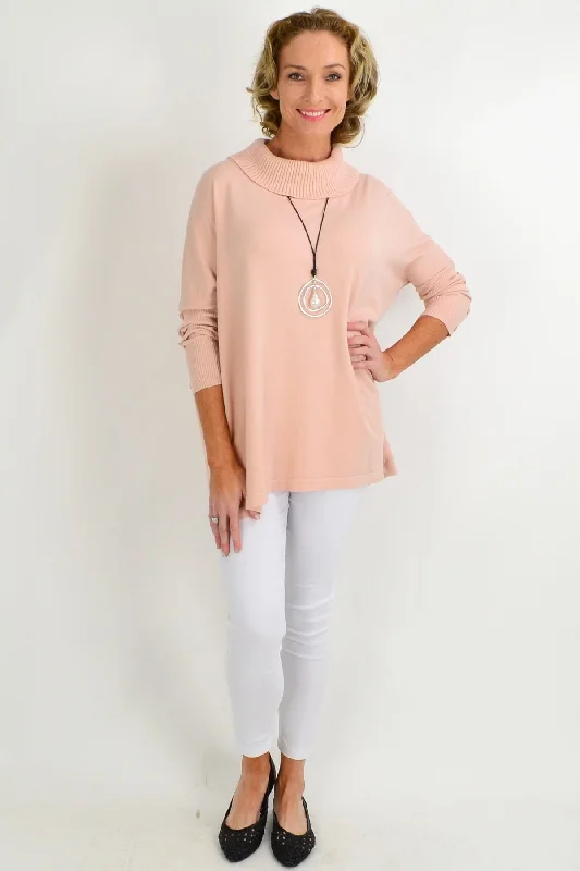 Pretty in Peach Button Sleeve Tunic Jumper