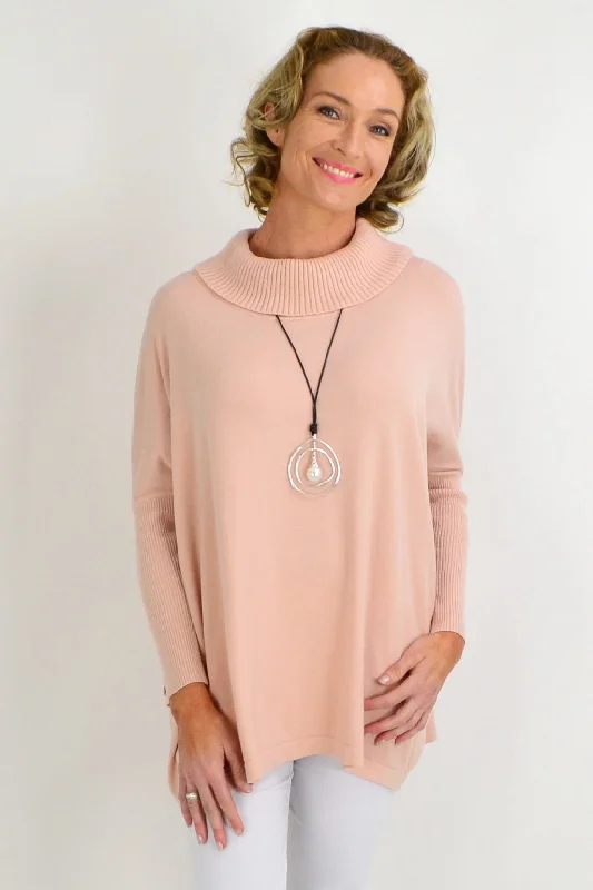 Pretty in Peach Button Sleeve Tunic Jumper