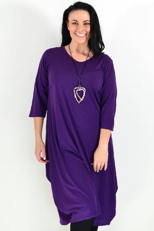 Purple Relaxed Oversized Tunic Dress